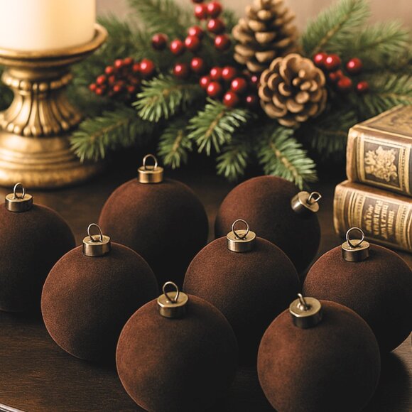 NWT Box of 16 - Flocked Velvet Fabric Christmas Ball Ornaments - Picture 2 of 10